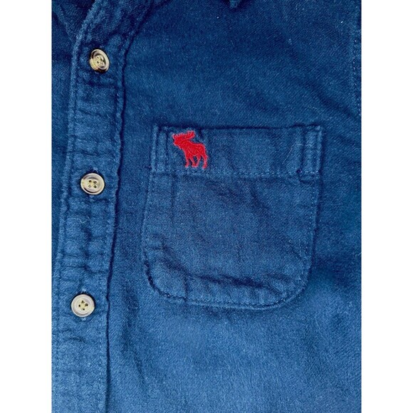Abercrombie Kids Navy Flannel Button Down Size Small - Picture 3 of 4
